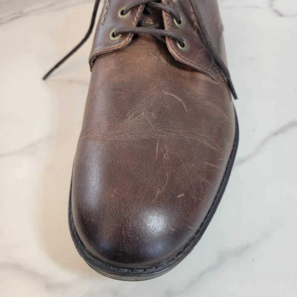 Clarks Derby Shoes Mens Size 12 Hinman Mahogany Leather Lace Up Distressed
